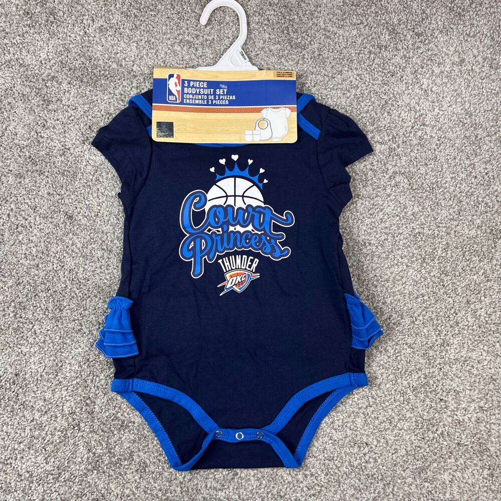 NEW! OKC Thunder "Court Princess" outfit, bib, & booties size 12mo.